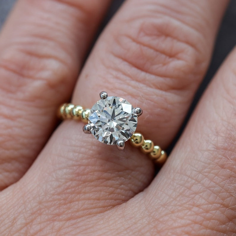 Beaded Diamond Engagement Ring