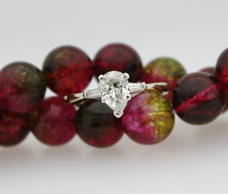 Classic 1.15 Carat Pear Shape Natural Diamond Engagement Ring