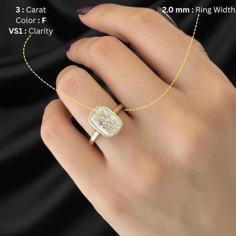 Elongated Cushion Lab Diamond Ring