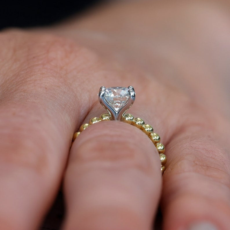 Beaded Diamond Engagement Ring