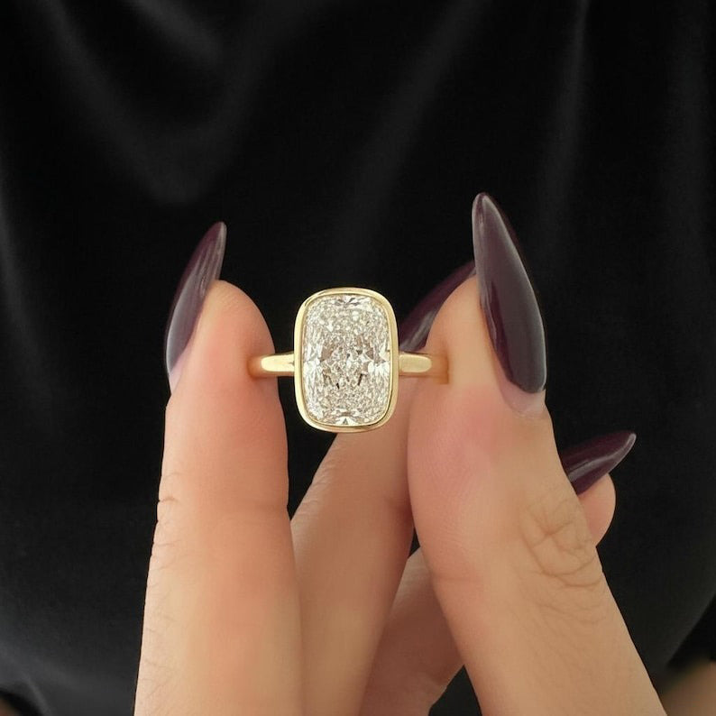 Elongated Cushion Lab Diamond Ring