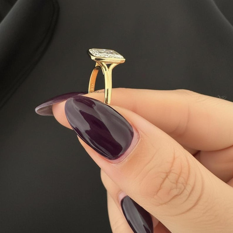 Elongated Cushion Lab Diamond Ring