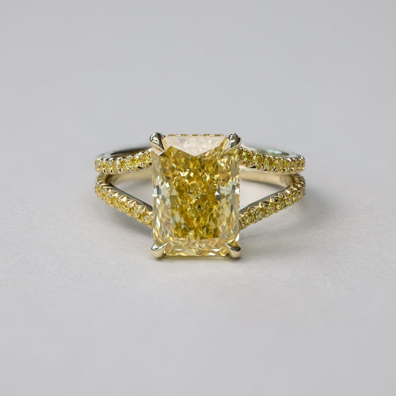 Bespoke Radiant Yellow Diamond Engagement Ring