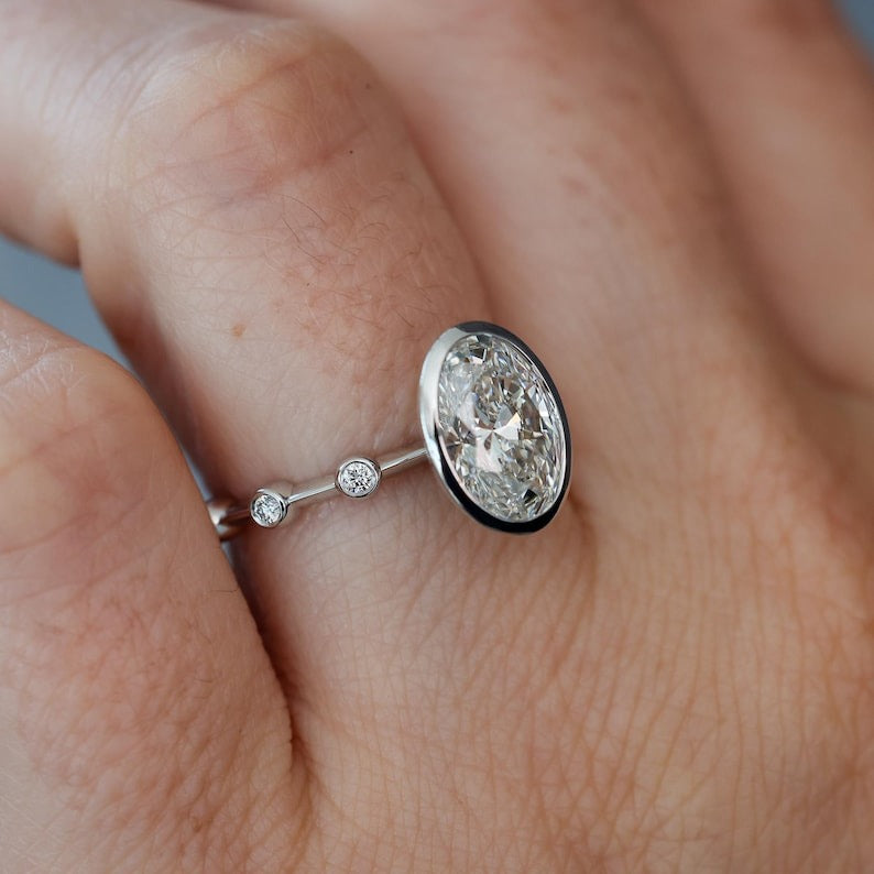 Oval Diamond Spaced Engagement Ring