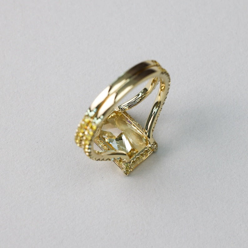 Bespoke Radiant Yellow Diamond Engagement Ring