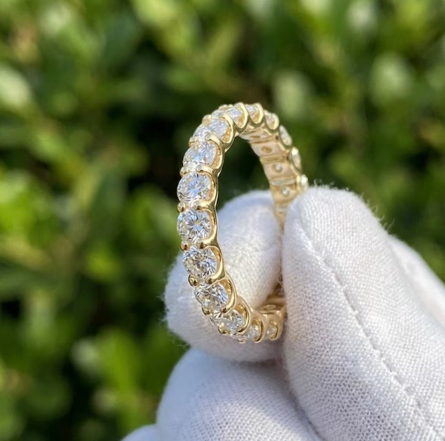 3CTW Round Lab Grown Diamond 3.5mm Width Eternity Band Ring | Round Cut Shared Prong Wedding Band | Minimalist Stackable Anniversary Ring