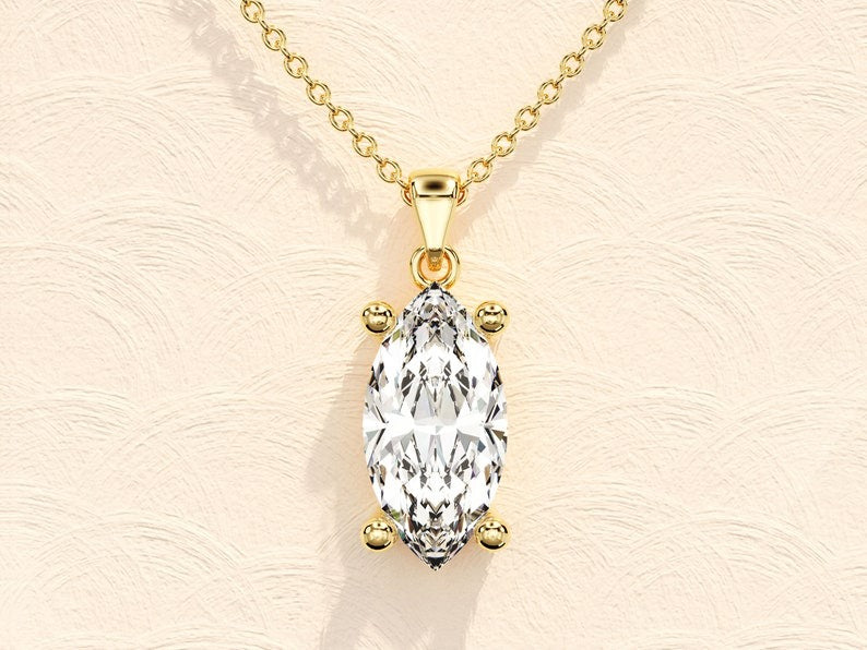 Marquise Cut Solitaire Pendant Necklace
