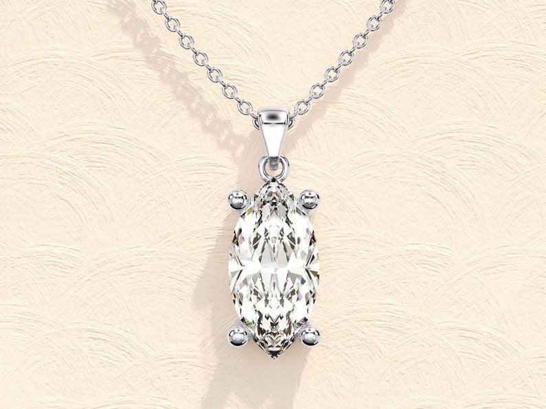 Marquise Cut Solitaire Pendant Necklace