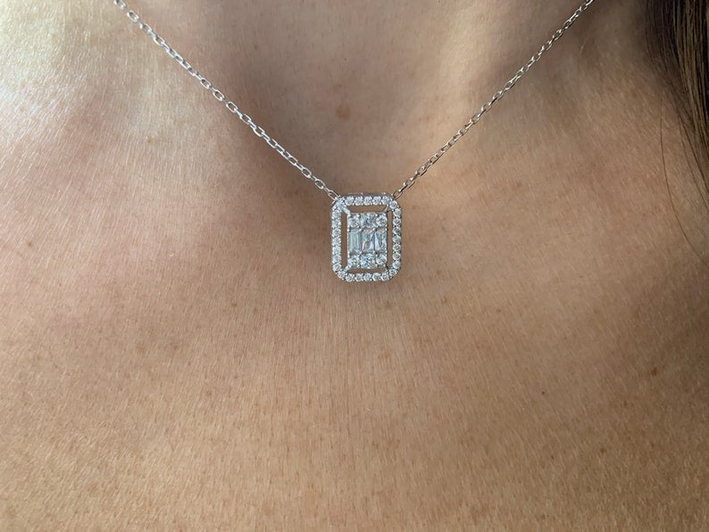 Gold Baguette CZ Necklace