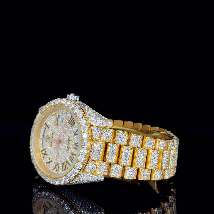 Luxury Fully Automatic VVV Moissanite Diamond Hip Hop Buss Down Watch