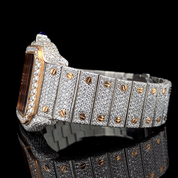 Fancy Custom Made Skeleton Square Dial Watch