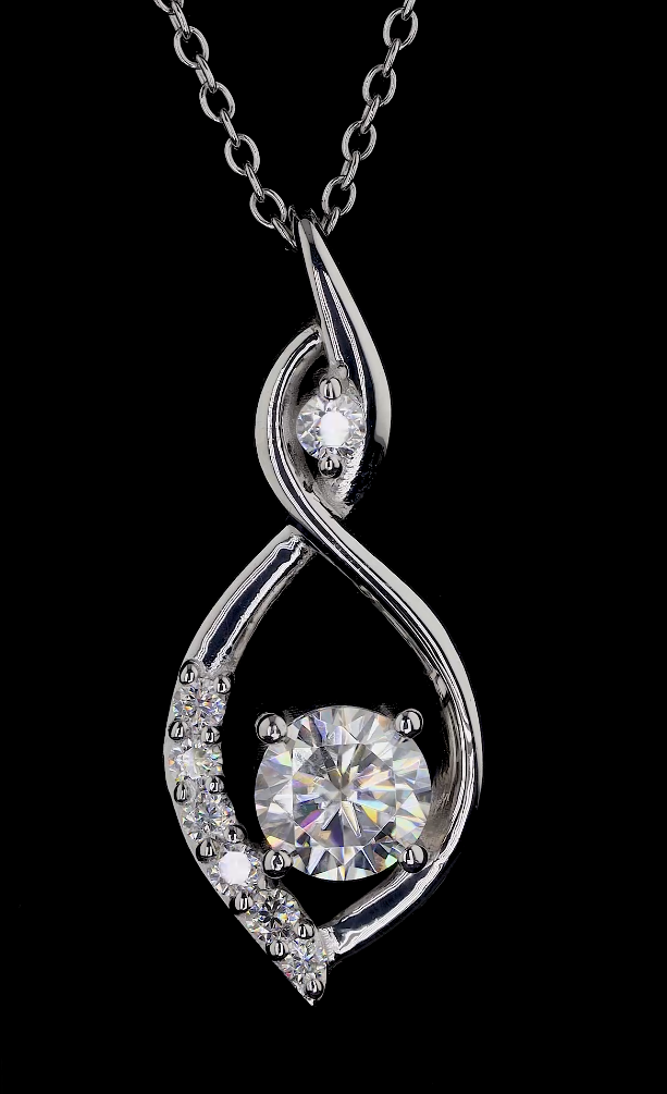Solid Gold Round Diamond Charm Pendant set