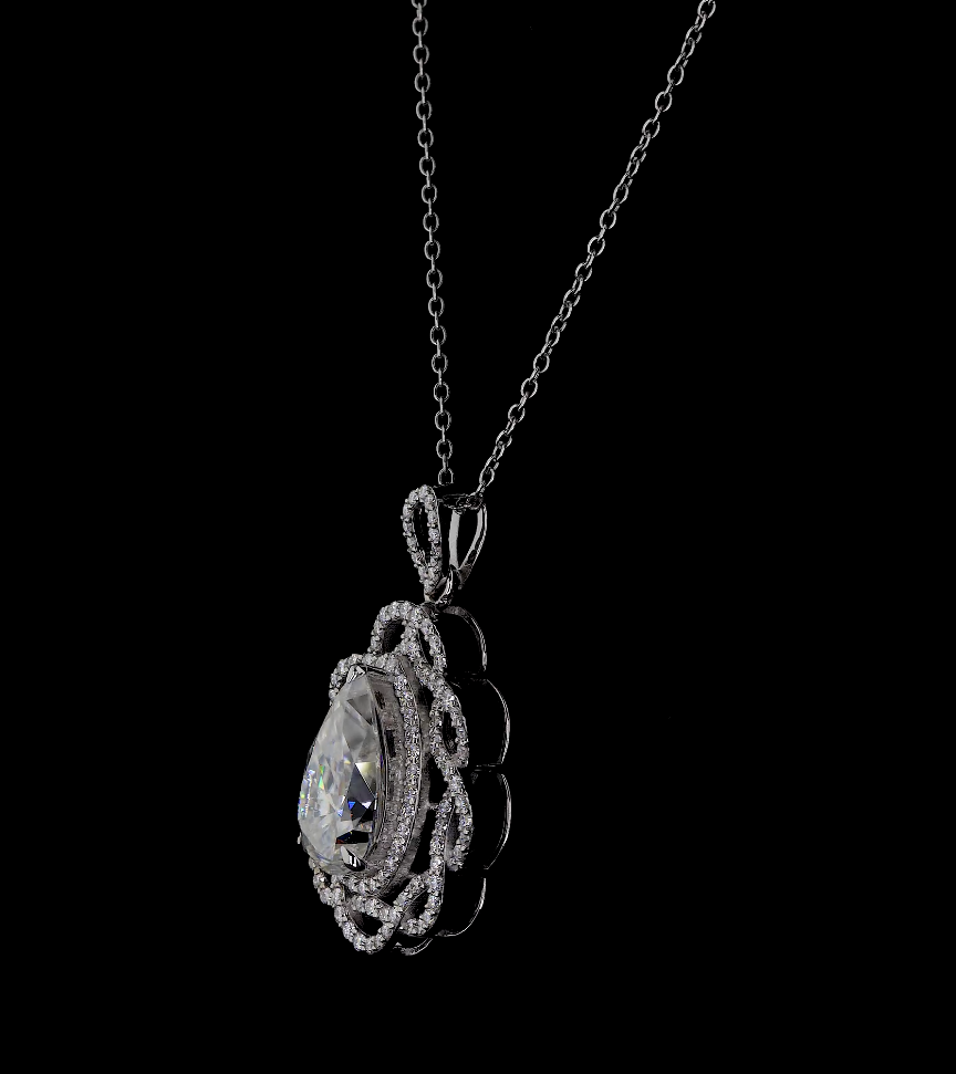 14Kt Gold 5.50 Ct Pear Cut Lab Grown Diamond Solitaire Pendant
