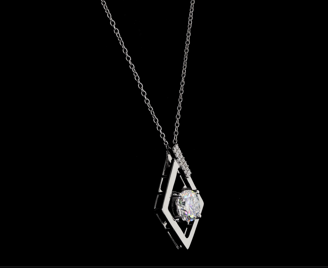 Round Cut Diamond Pendant Necklace, 18K Yellow Gold Twisted Ribbon Design