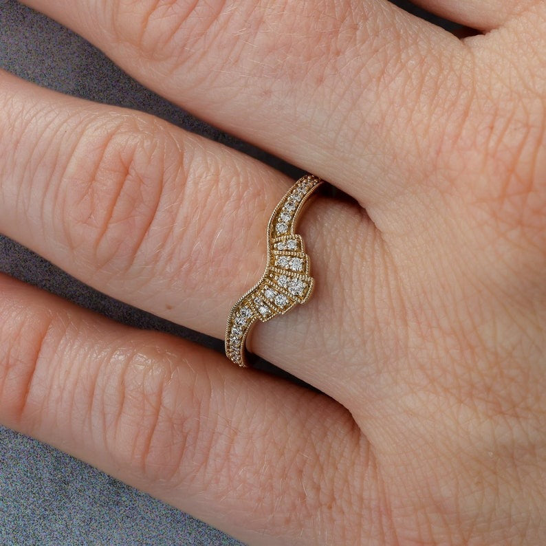 Vintage Inspired Curved Anniversary  Ring