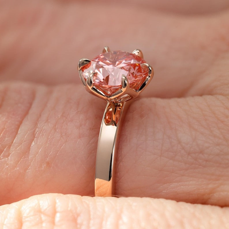 Lotus Petal Pink Diamond Engagement Ring