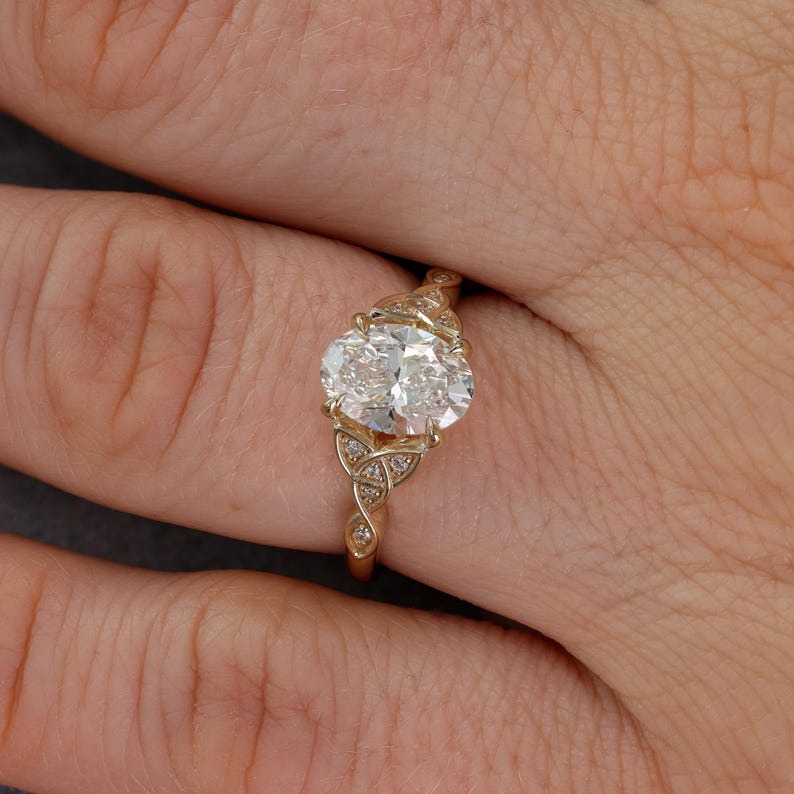 Celtic Oval Diamond Engagement Ring