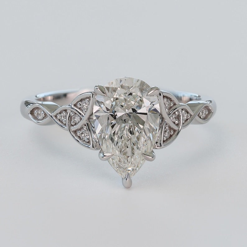 Celtic Pear Diamond Engagement Ring