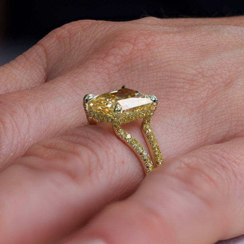 Bespoke Radiant Yellow Diamond Engagement Ring