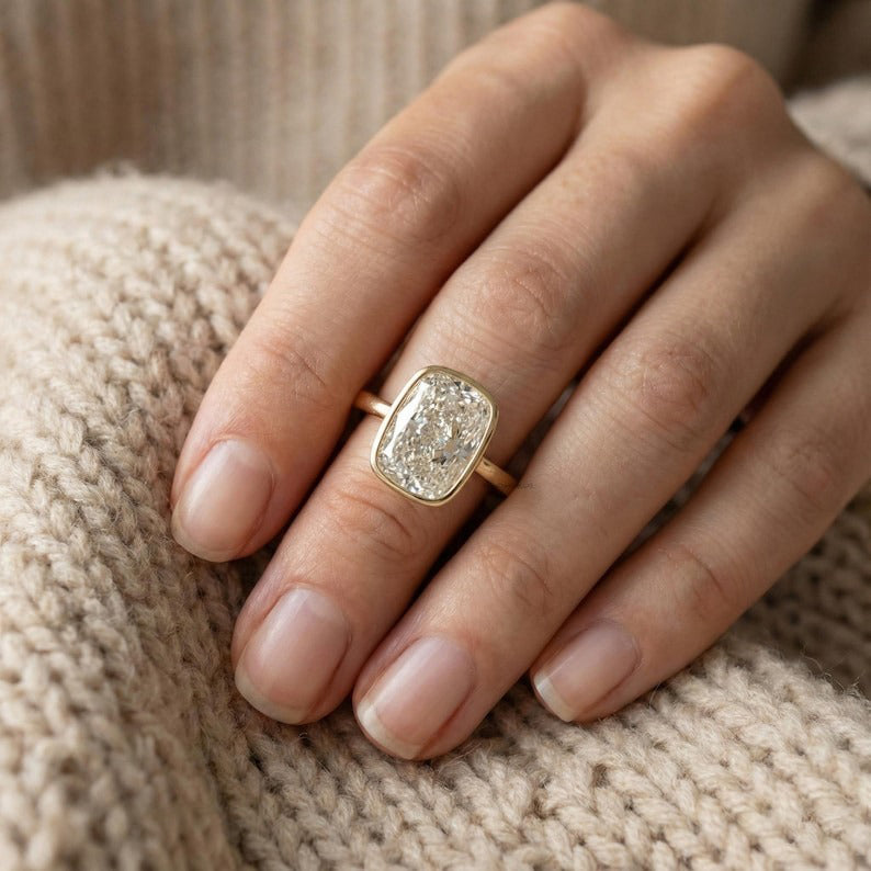 Elongated Cushion Lab Diamond Ring