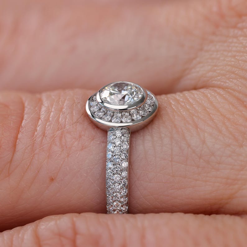 Bezel Halo Diamond Engagement Ring