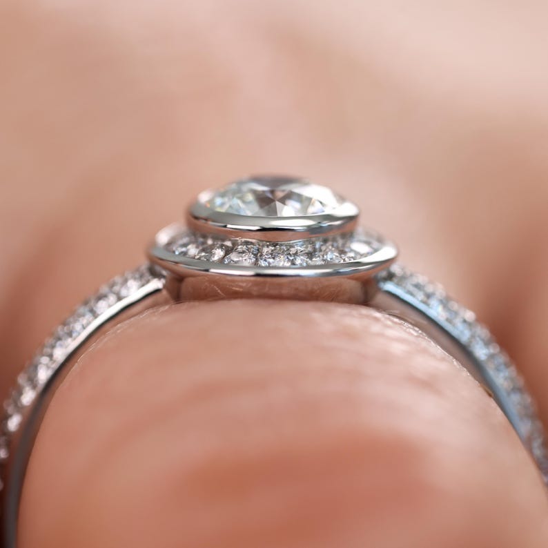 Bezel Halo Diamond Engagement Ring