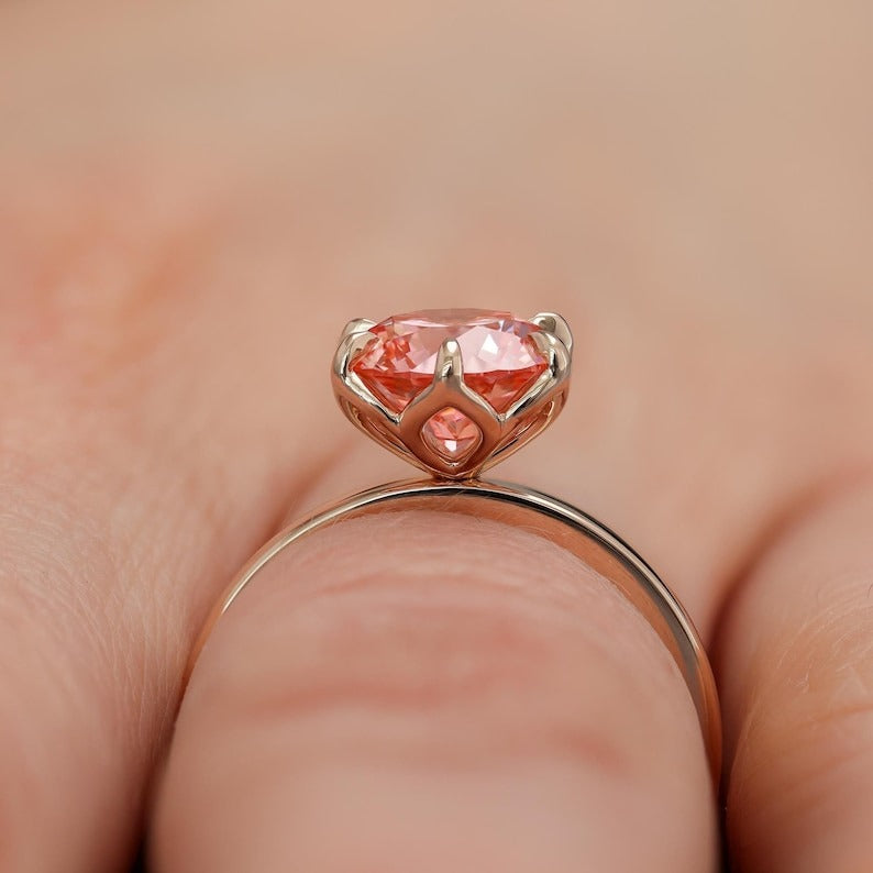 Lotus Petal Pink Diamond Engagement Ring