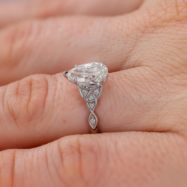 Celtic Pear Diamond Engagement Ring