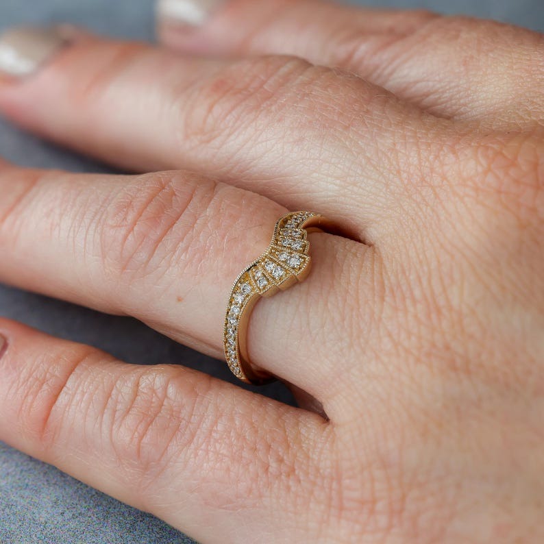 Vintage Inspired Curved Anniversary  Ring
