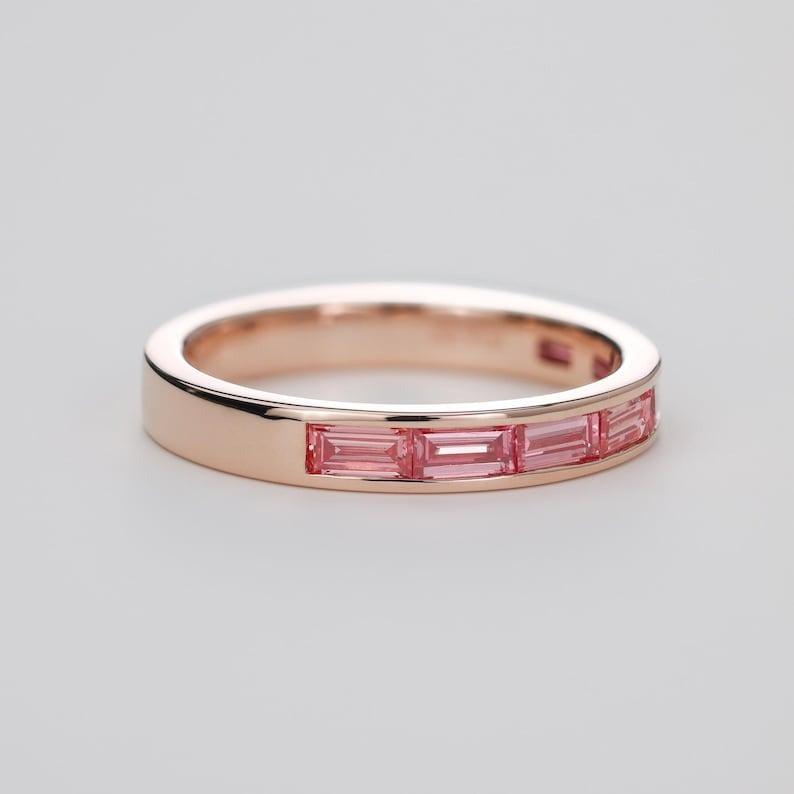 Channel Set Pink Diamond Baguette Eternity Ring