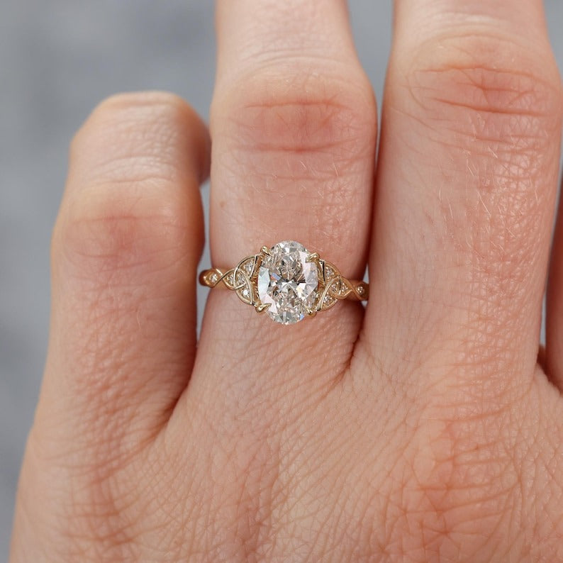 Celtic Oval Diamond Engagement Ring