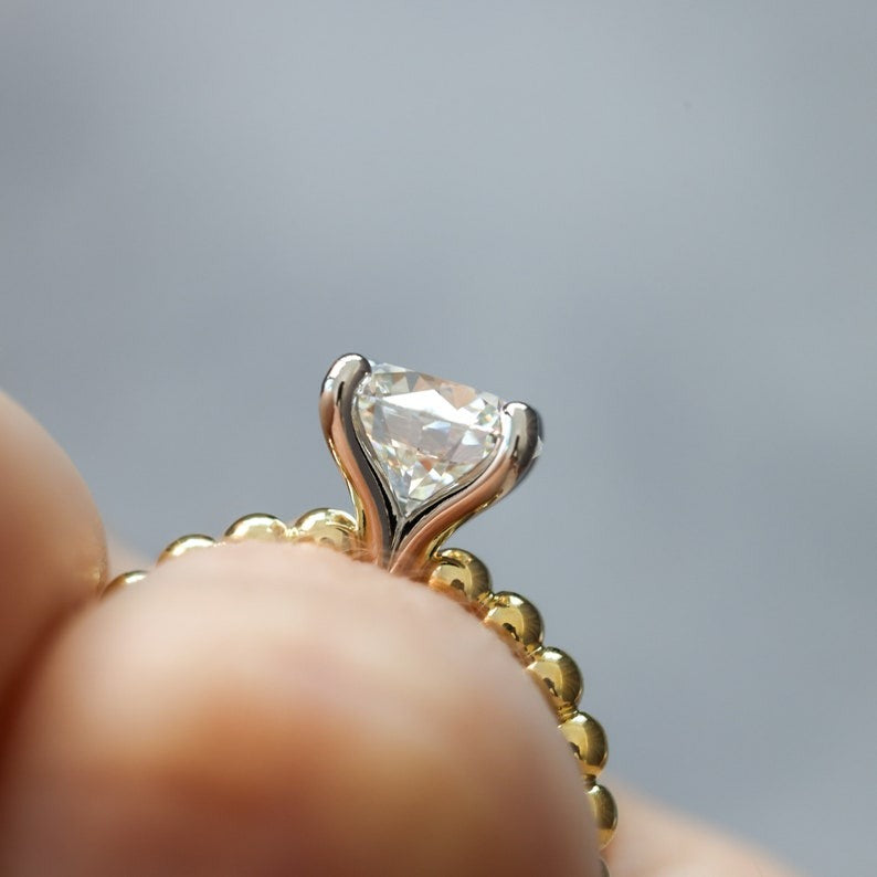 Beaded Diamond Engagement Ring