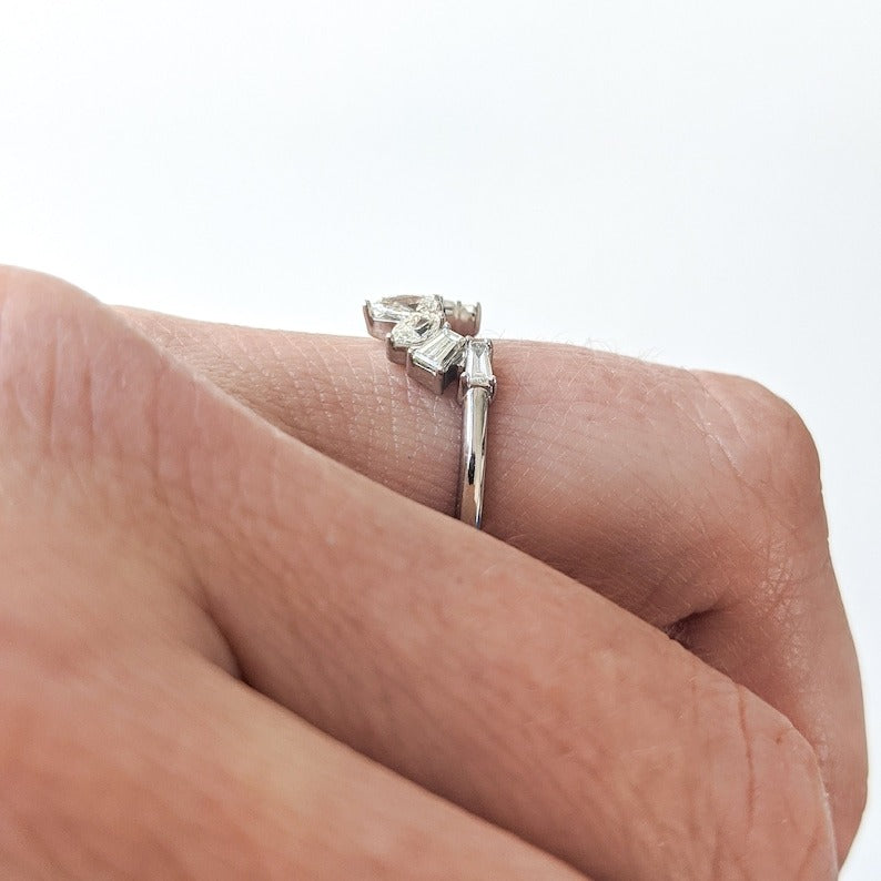 Art Deco Diamond Contour Wedding Band
