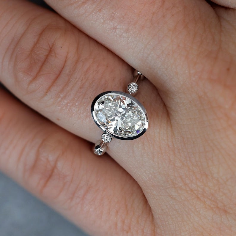 Oval Diamond Spaced Engagement Ring