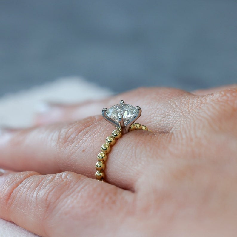 Beaded Diamond Engagement Ring