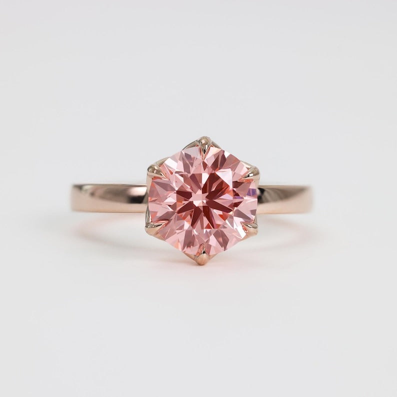 Lotus Petal Pink Diamond Engagement Ring
