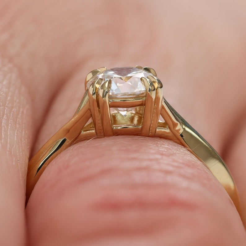 Twisted Double Claw Diamond Engagement Ring