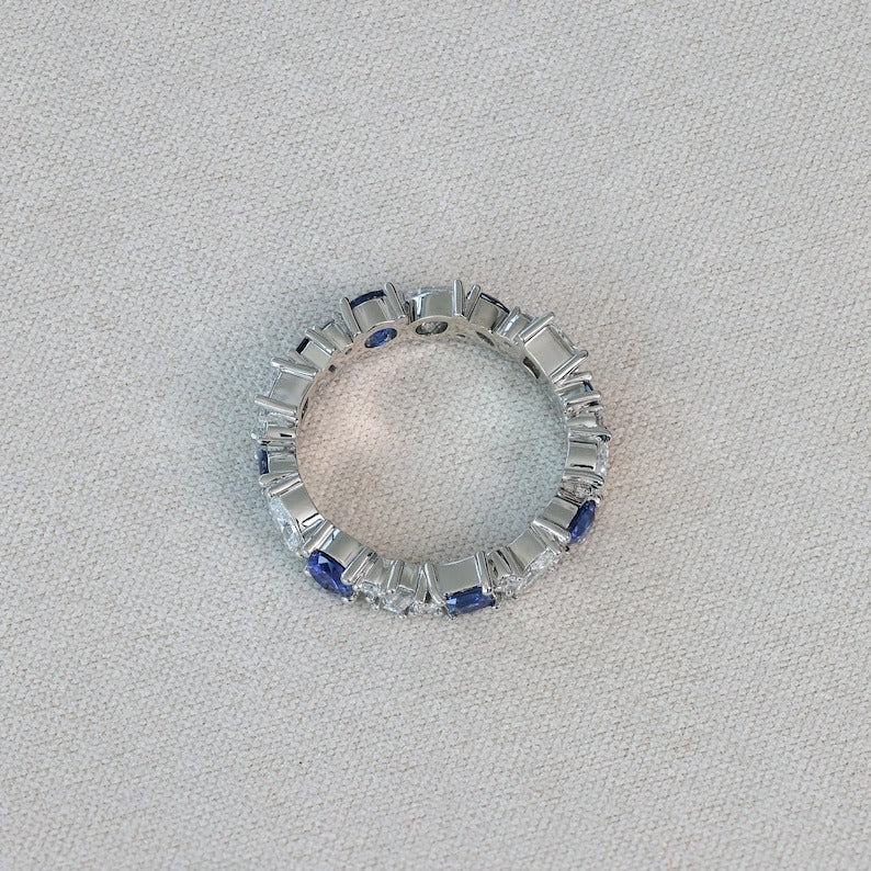 Mixed-Cut Sapphire and Diamond Eternity Ring