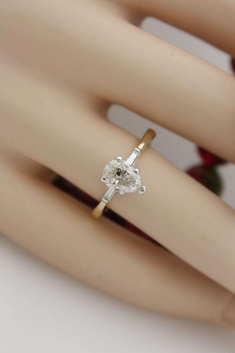 Classic 1.15 Carat Pear Shape Natural Diamond Engagement Ring