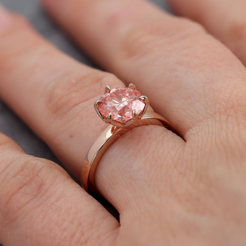 Lotus Petal Pink Diamond Engagement Ring