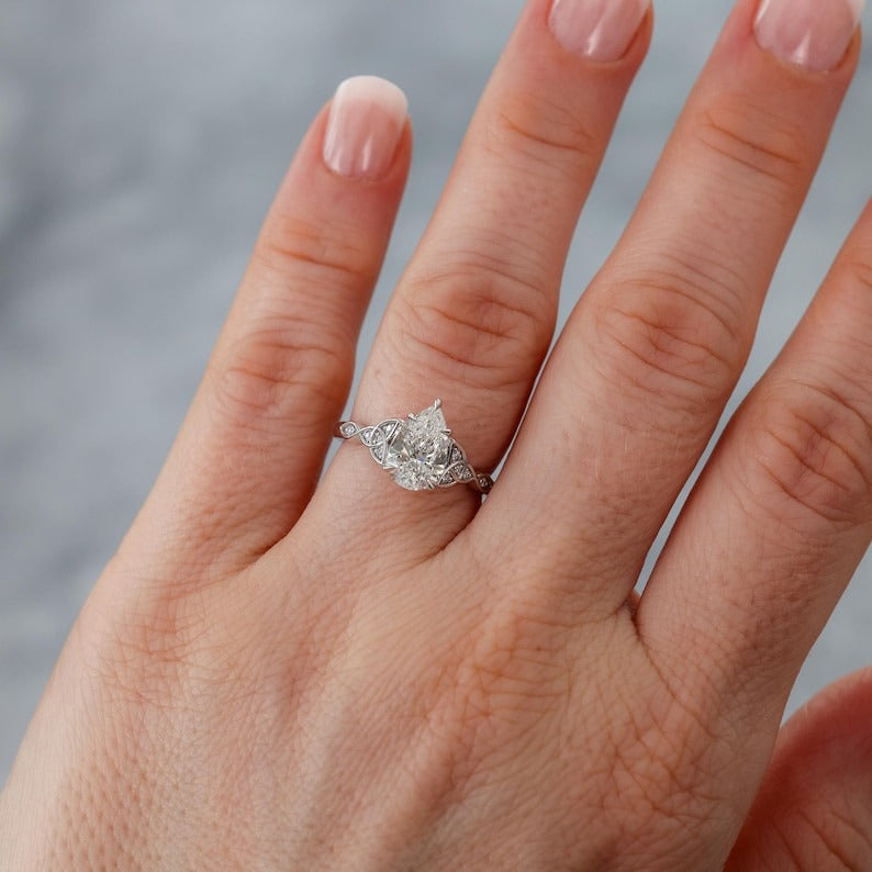 Celtic Pear Diamond Engagement Ring