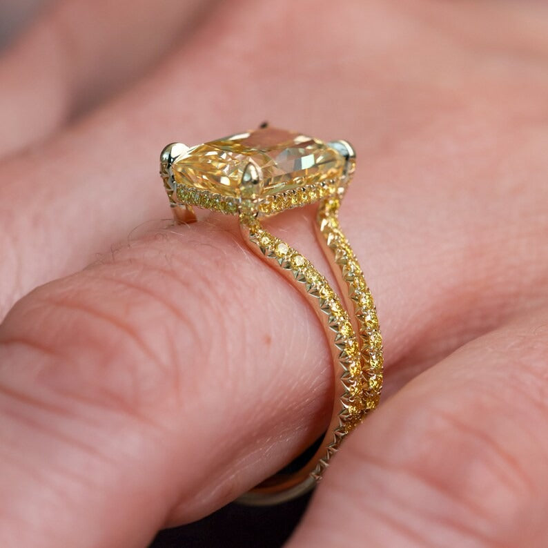 Bespoke Radiant Yellow Diamond Engagement Ring