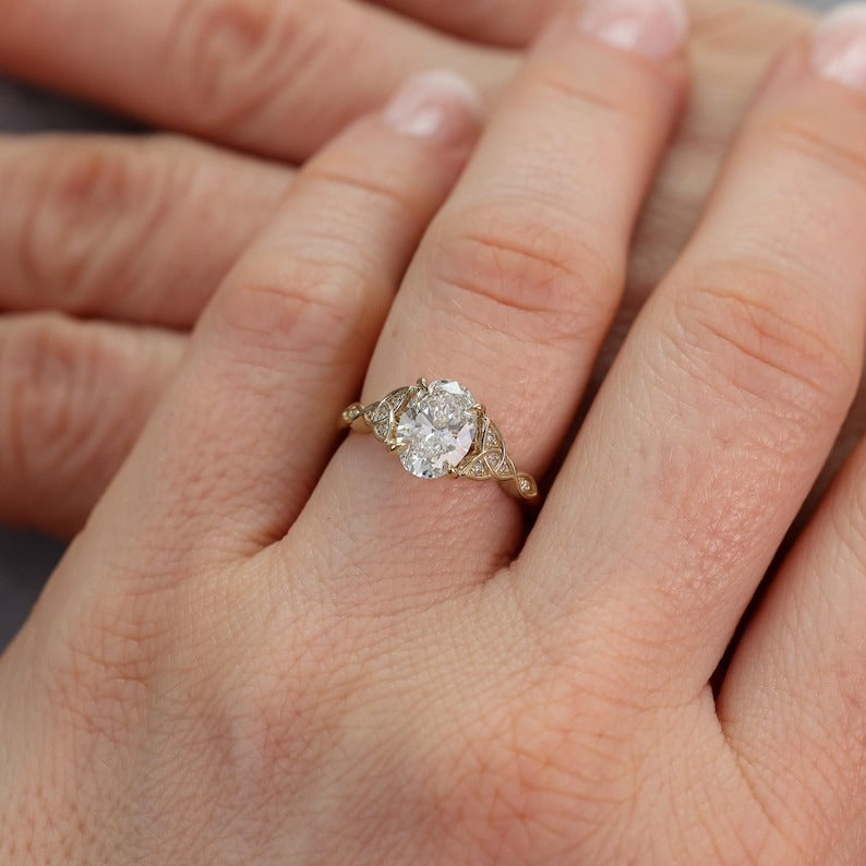 Celtic Oval Diamond Engagement Ring