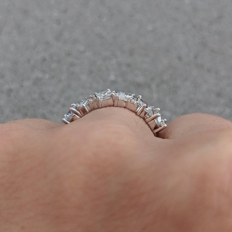 Mixed-Cut Sapphire and Diamond Eternity Ring