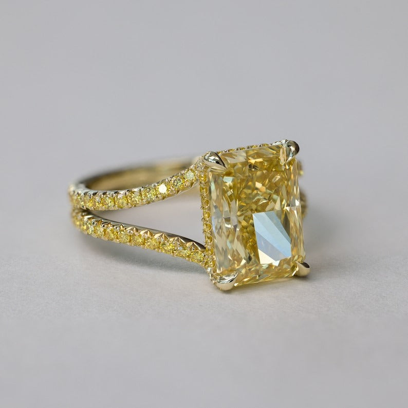 Bespoke Radiant Yellow Diamond Engagement Ring