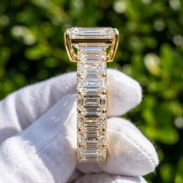6CTW Emerald Labgrown Diamonds | 3CT Emerald Cut IGI Certified E VVS2/VS1 Lab Grown Diamond Engagement Ring | Multi Emerald Cut Band Ring