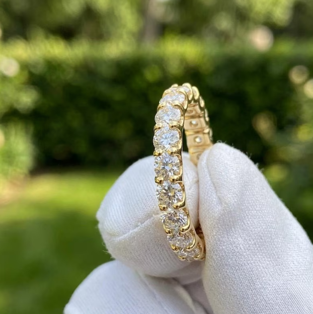 3CTW Round Lab Grown Diamond 3.5mm Width Eternity Band Ring | Round Cut Shared Prong Wedding Band | Minimalist Stackable Anniversary Ring