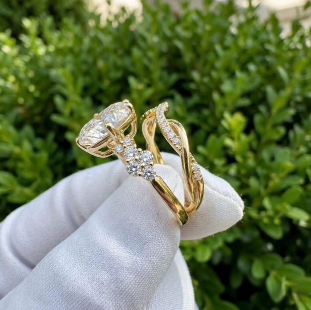 3 CT Princess Cut E VVS2/VS1 Lab Grown Diamond Ring IGI Certified, Twisted Split Shank Engagement Ring, Unique Bridal Ring