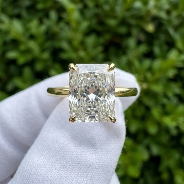 3 CT Radiant Cut E VVS2/VS1 IGI Certified Lab Grown Diamond Ring Set | 4 Piece Matching Wedding Band Set | Gold Bridal Stackable Ring Set
