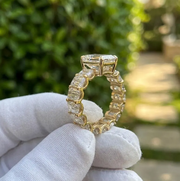 6CTW Emerald Labgrown Diamonds | 3CT Emerald Cut IGI Certified E VVS2/VS1 Lab Grown Diamond Engagement Ring | Multi Emerald Cut Band Ring